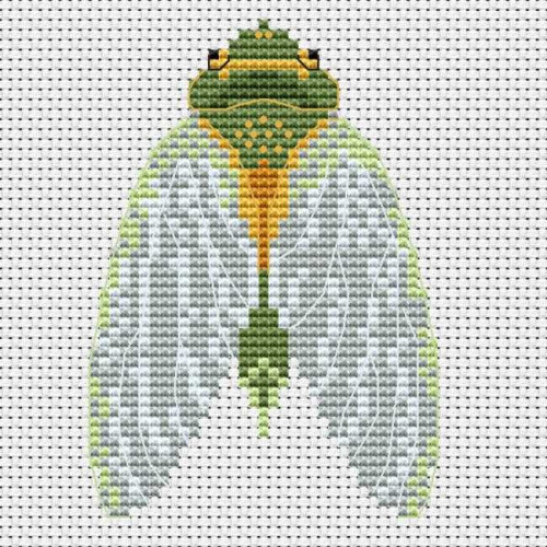 Cicada cross stitch chart by Mamie Designs for Caronie.